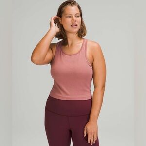 EUC Lululemon Ebb To Street Racerback Crop Tank Top Size 8-Spiced Chai
